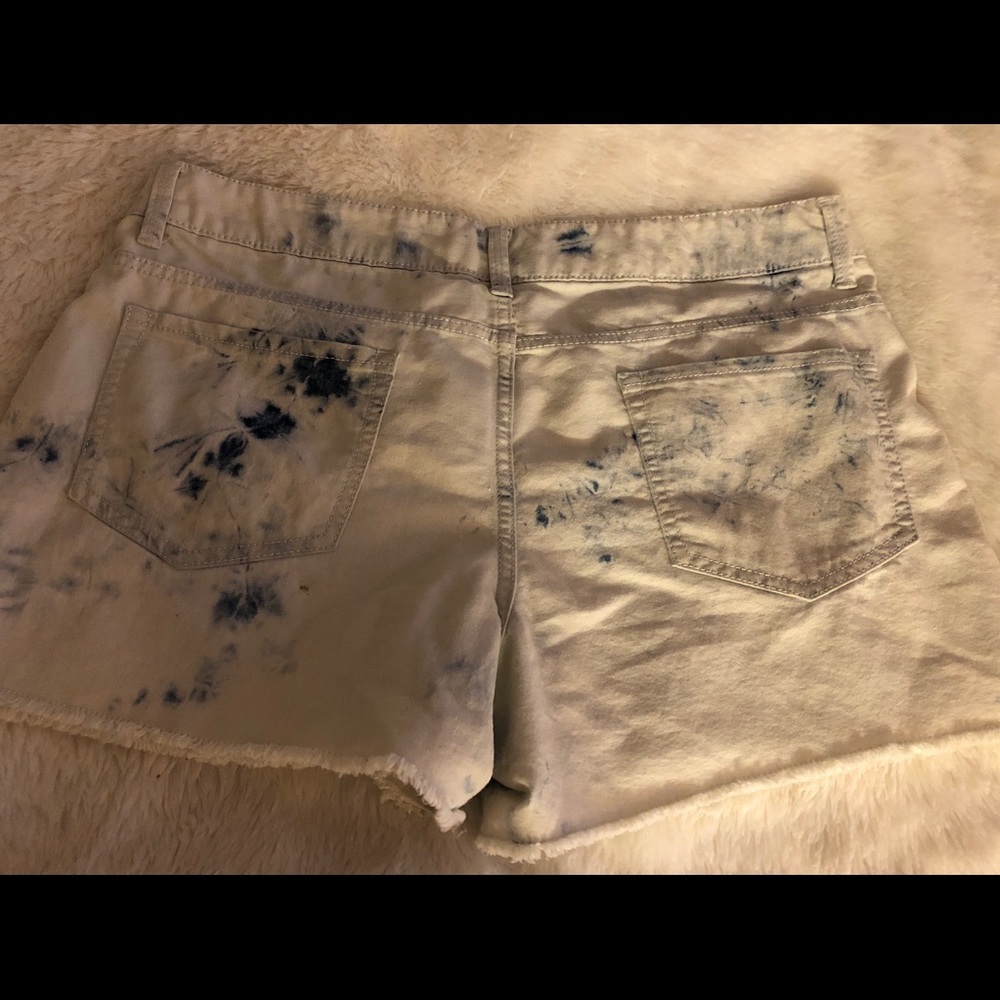 Tie-dyed denim shorts